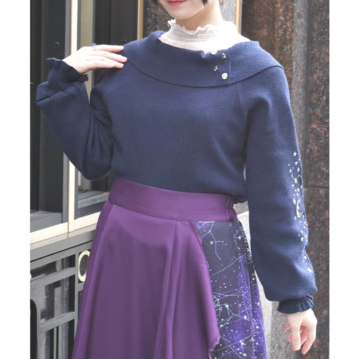 紺 | アステリズム刺繍ニットプルオーバー | axes femme