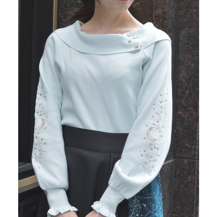 ミント | アステリズム刺繍ニットプルオーバー | axes femme