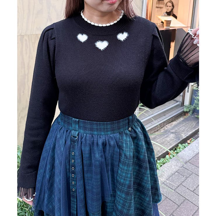 黒 | ハートジャカードニットプルオーバー | axes femme