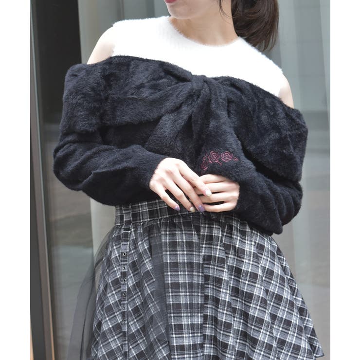 黒 | リボンフェザーニット | axes femme