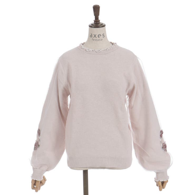 カメリア刺繍チュール袖ニット | axes femme | 詳細画像15 