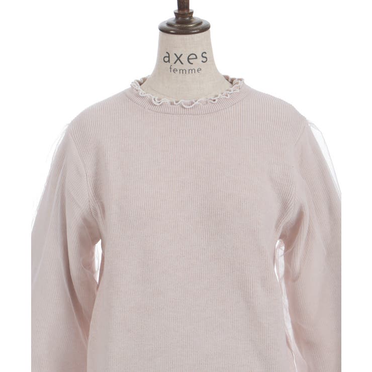 カメリア刺繍チュール袖ニット | axes femme | 詳細画像18 