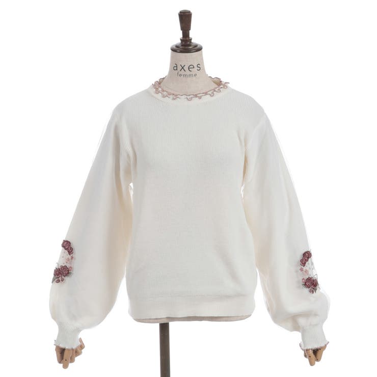 カメリア刺繍チュール袖ニット | axes femme | 詳細画像20 