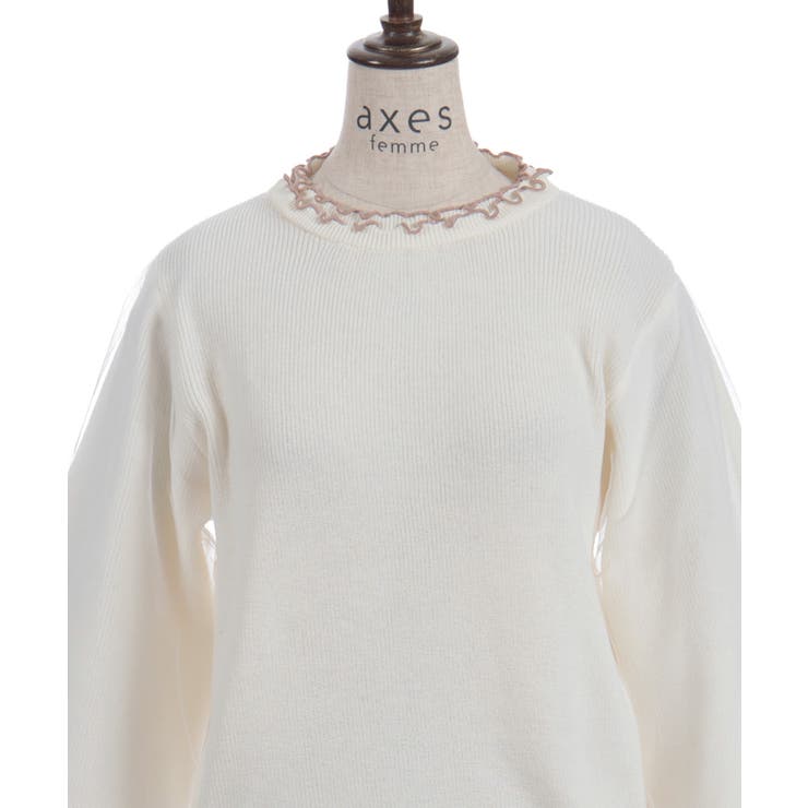 カメリア刺繍チュール袖ニット | axes femme | 詳細画像23 