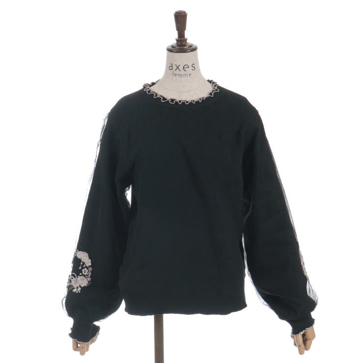 カメリア刺繍チュール袖ニット | axes femme | 詳細画像26 