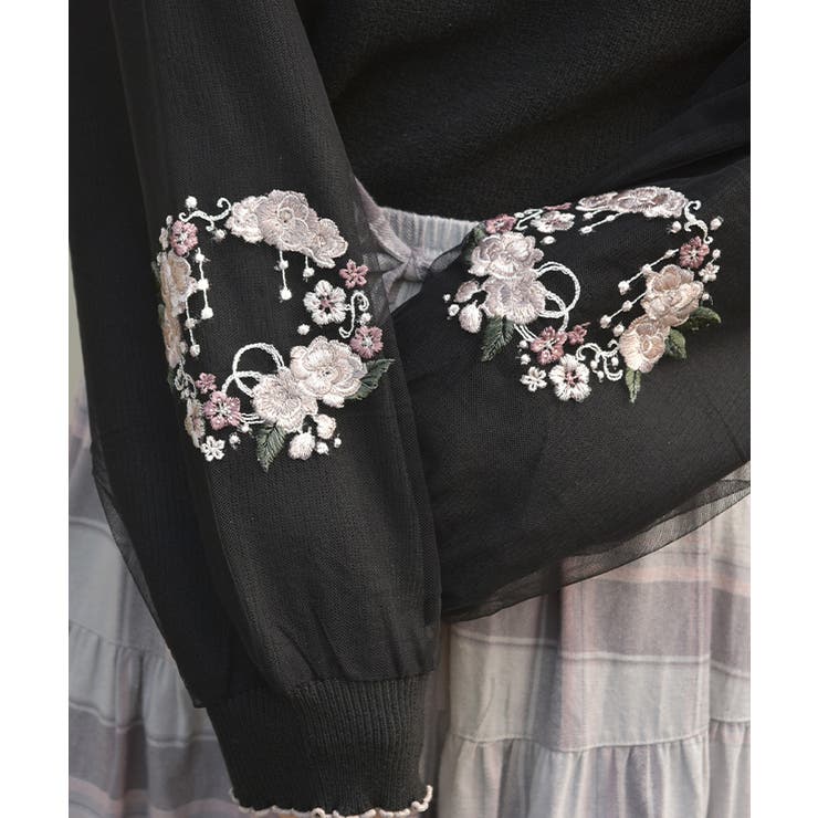 カメリア刺繍チュール袖ニット | axes femme | 詳細画像6 