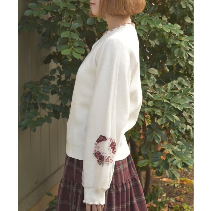 カメリア刺繍チュール袖ニット | axes femme | 詳細画像7 