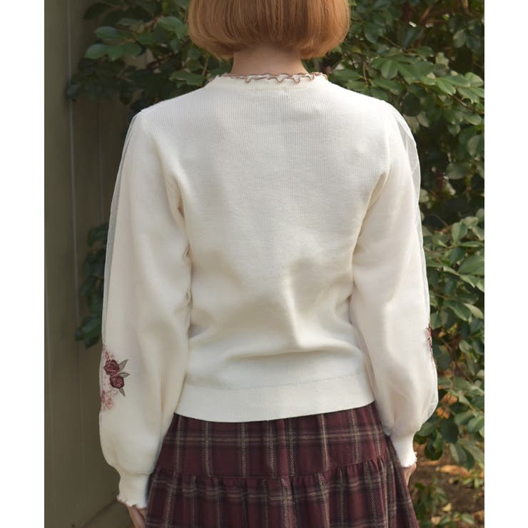 カメリア刺繍チュール袖ニット | axes femme | 詳細画像8 