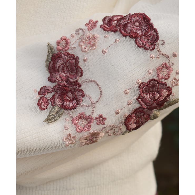 カメリア刺繍チュール袖ニット | axes femme | 詳細画像9 