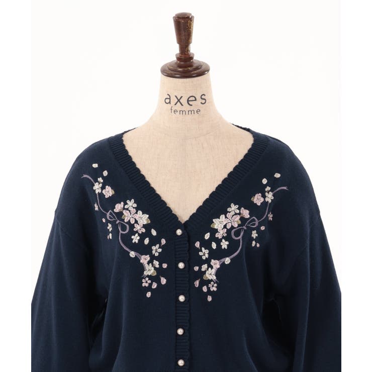 SAKURA刺繍ショートカーディガン | レディース服