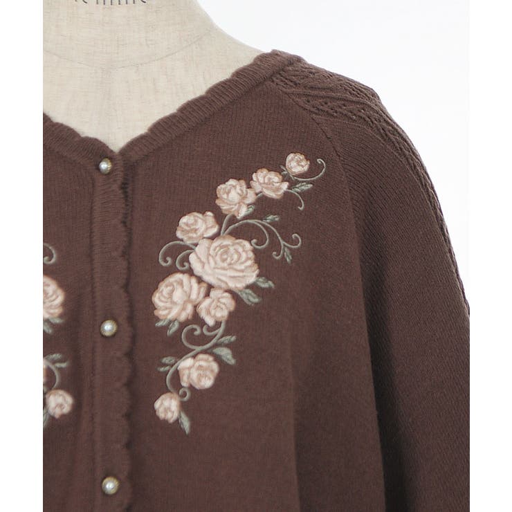 ローズ刺繍ニットポンチョ[品番：IGAW0005542]｜axes femme