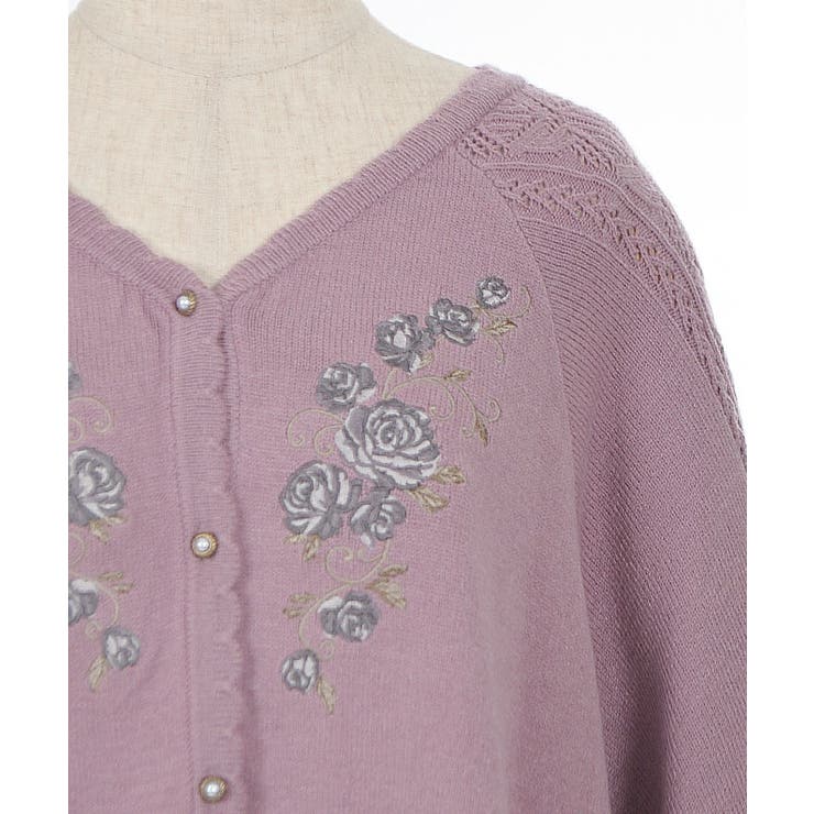 ローズ刺繍ニットポンチョ[品番：IGAW0005542]｜axes femme