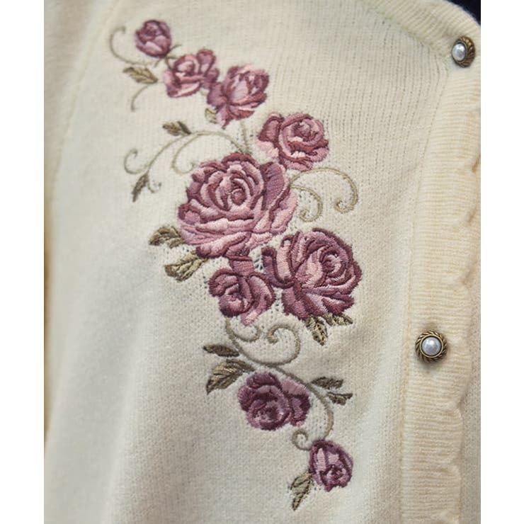 ローズ刺繍ニットポンチョ[品番：IGAW0005542]｜axes femme