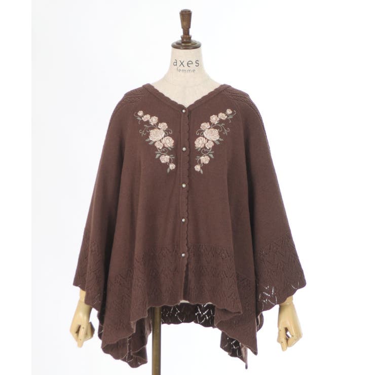 ローズ刺繍ニットポンチョ[品番：IGAW0005542]｜axes femme