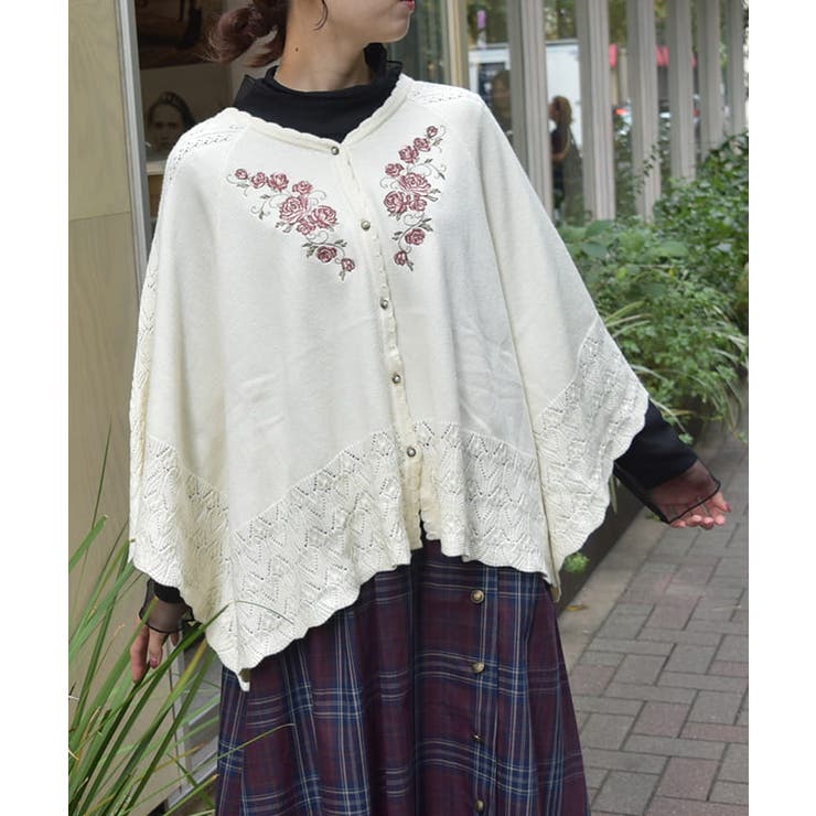 【ROSEanna／ローズアンナ】ニットケープ　ポンチョ　36サイズ ROSEanna／ローズアンナ】ニットケープ ポンチョ 36サイズ