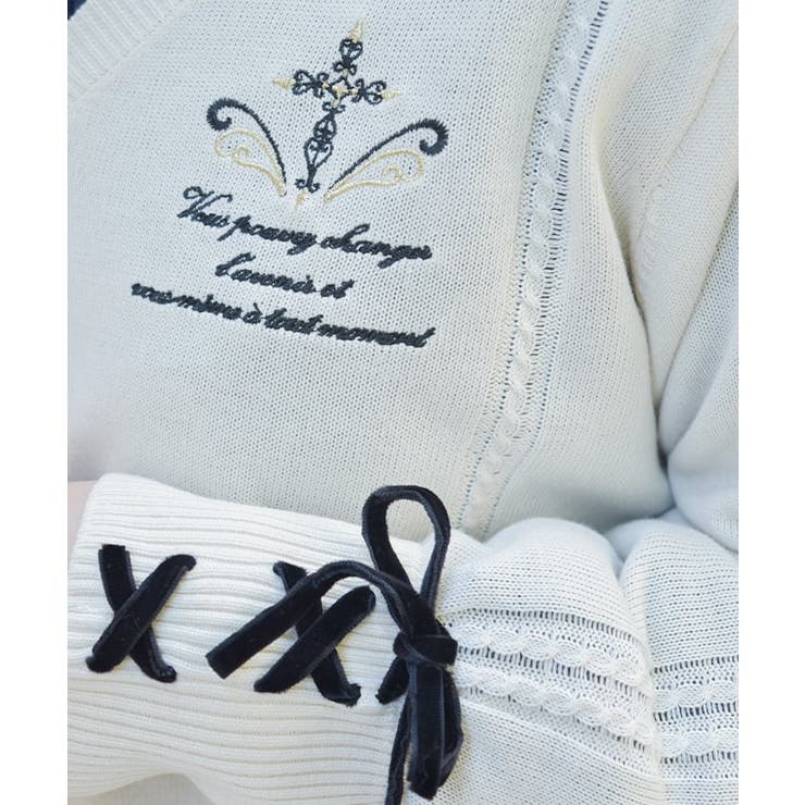 クロス刺繍ショートニットカーディガン | axes femme | 詳細画像8 