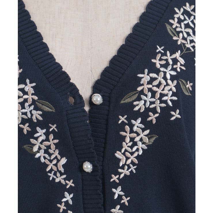 金木犀刺繍ニットカーディガン[品番：IGAW0006815]｜axes femme