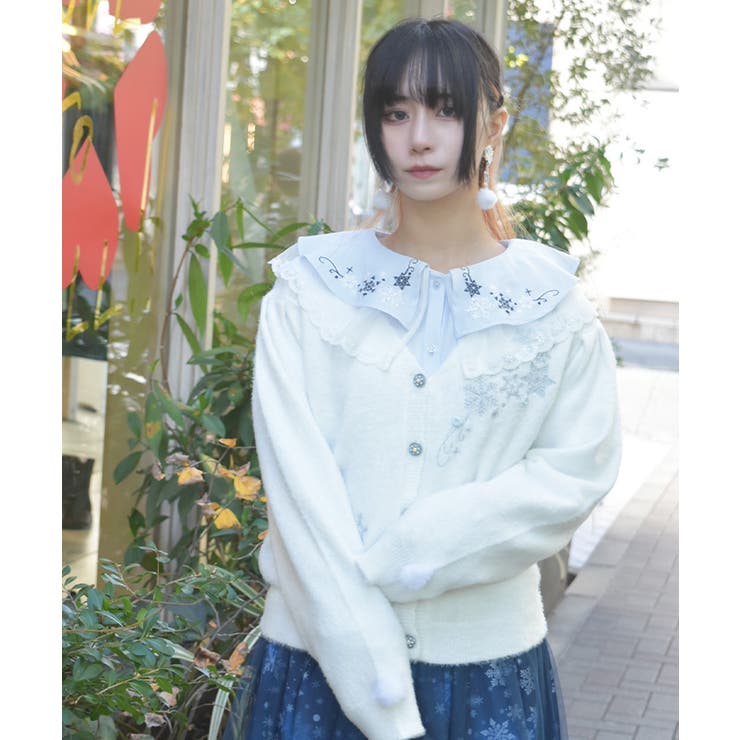 スノー・ローズ刺繍カーデ | axes femme | 詳細画像13 