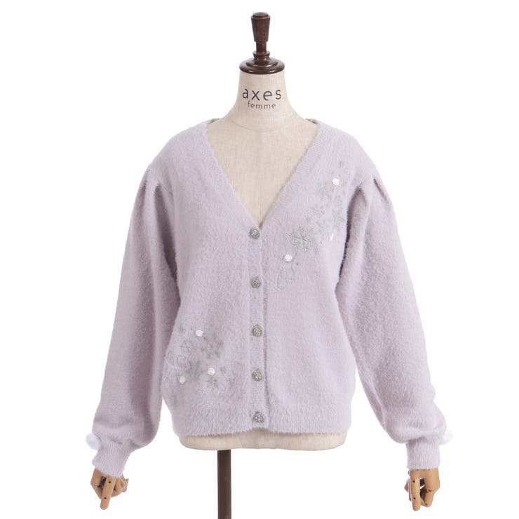 スノー・ローズ刺繍カーデ | axes femme | 詳細画像24 