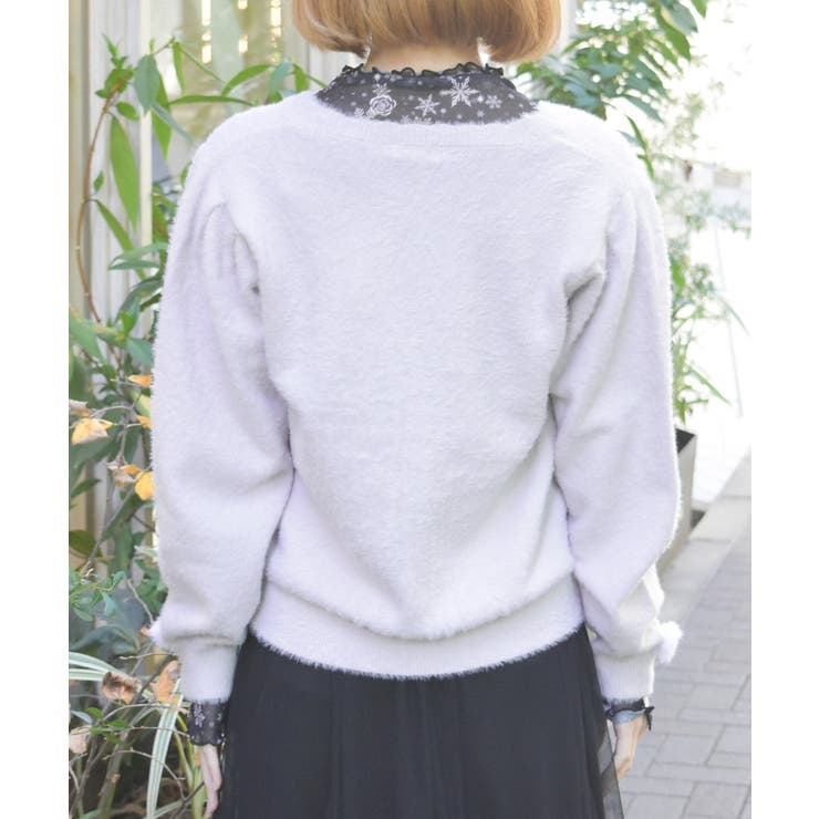 スノー・ローズ刺繍カーデ | axes femme | 詳細画像3 