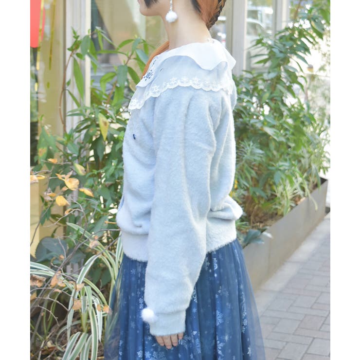 スノー・ローズ刺繍カーデ | axes femme | 詳細画像6 