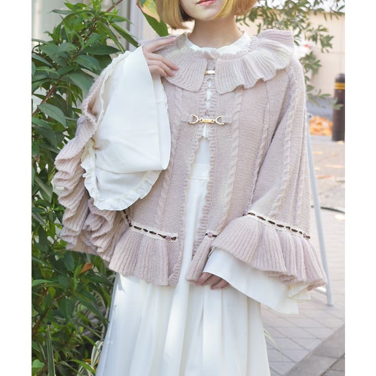 ピンク | ふわふわモヘアニットケープ | axes femme