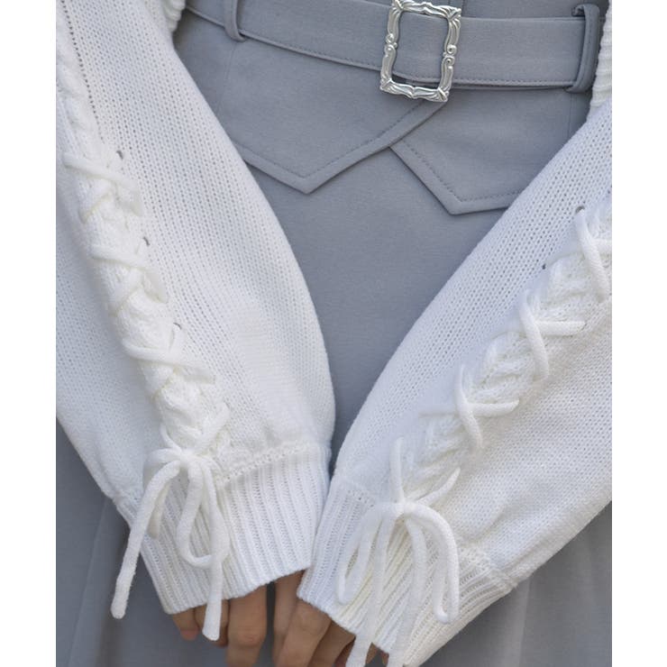 リボン釦編み上げニットカーディガン | axes femme | 詳細画像10 