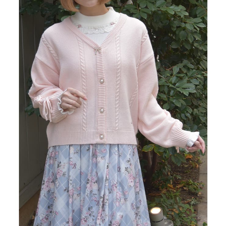 リボン釦編み上げニットカーディガン | axes femme | 詳細画像11 