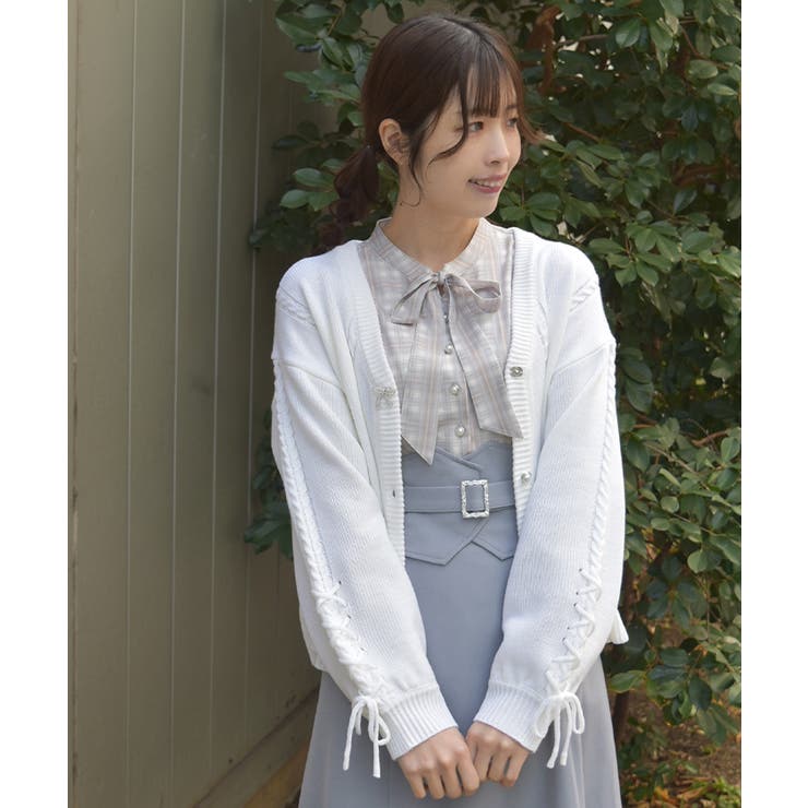 リボン釦編み上げニットカーディガン | axes femme | 詳細画像15 
