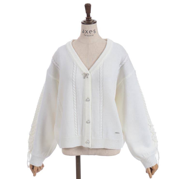 リボン釦編み上げニットカーディガン | axes femme | 詳細画像17 