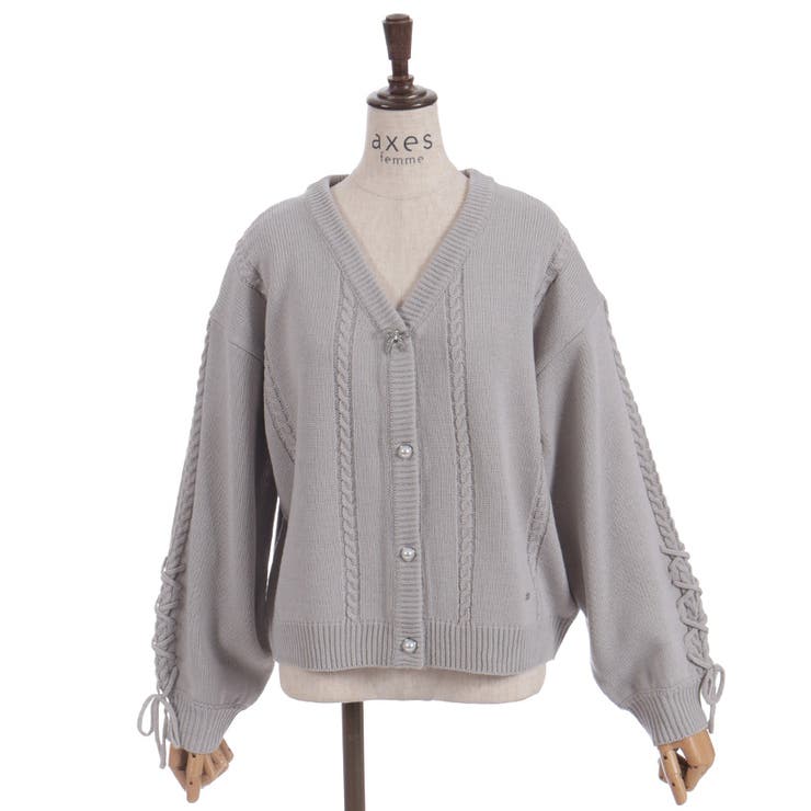 リボン釦編み上げニットカーディガン | axes femme | 詳細画像23 