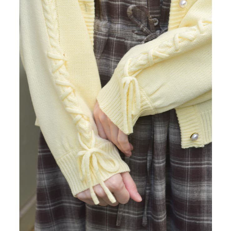 リボン釦編み上げニットカーディガン | axes femme | 詳細画像7 