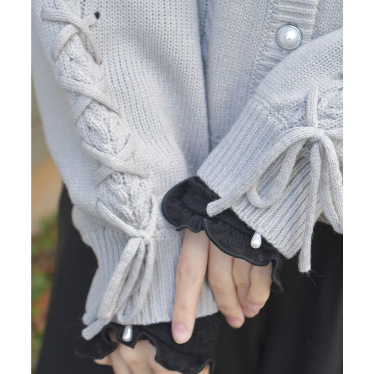 リボン釦編み上げニットカーディガン | axes femme | 詳細画像9 