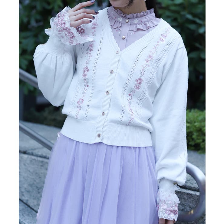 桜刺繍ニットカーディガン | axes femme | 詳細画像11 