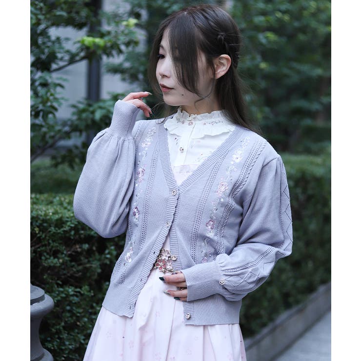 桜刺繍ニットカーディガン | axes femme | 詳細画像13 