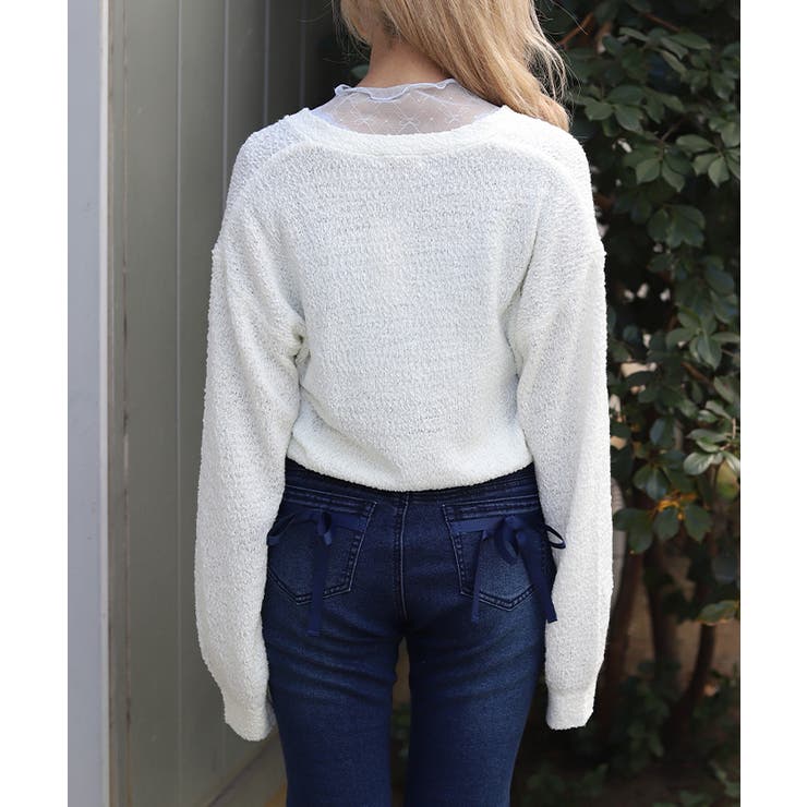 パール釦ぽこぽこニットカーディガン | axes femme | 詳細画像3 