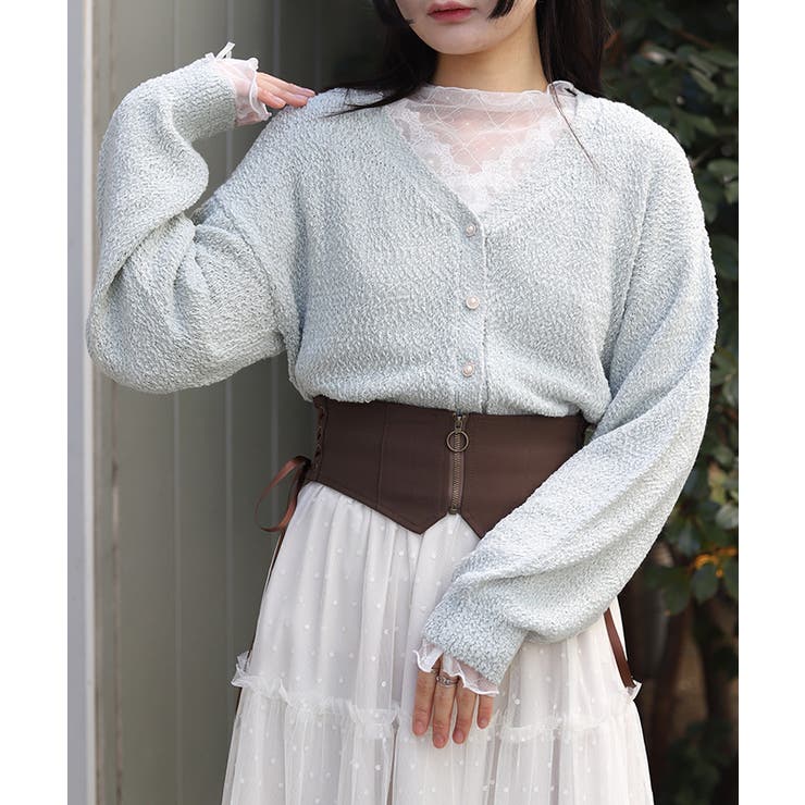 パール釦ぽこぽこニットカーディガン | axes femme | 詳細画像6 