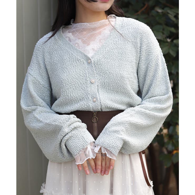 ミント | パール釦ぽこぽこニットカーディガン | axes femme