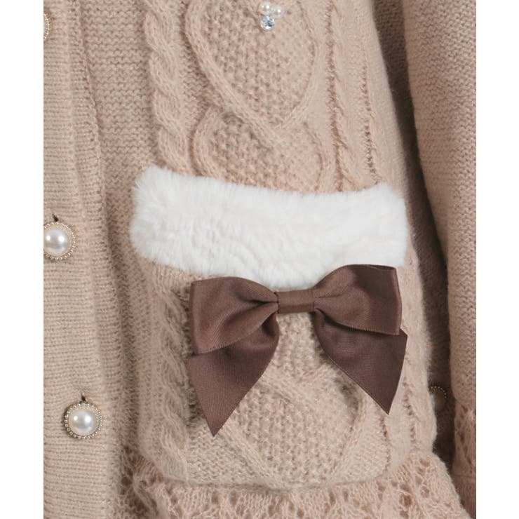 ハート編柄裏ボアニットケープ[品番：IGAW0006944]｜axes femme