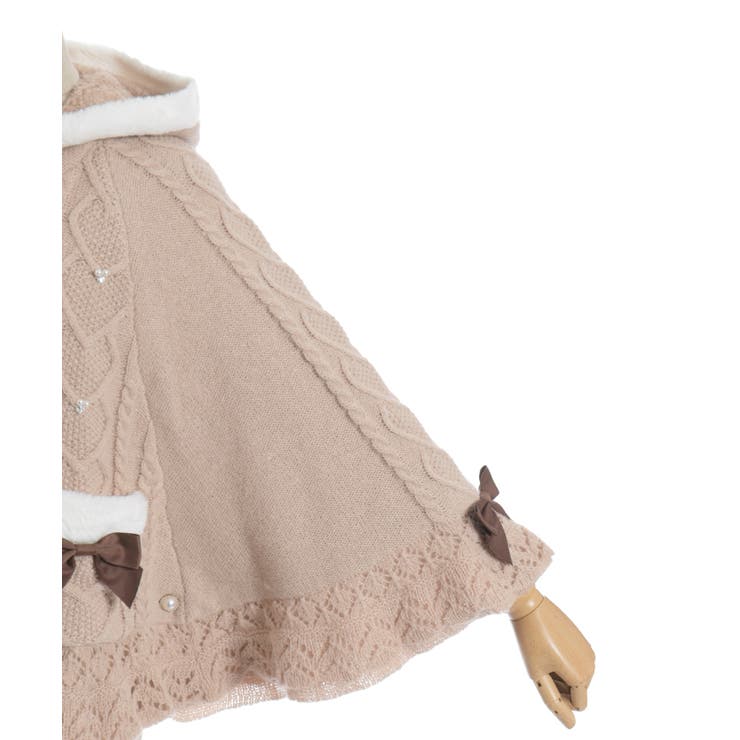 ハート編柄裏ボアニットケープ[品番：IGAW0006944]｜axes femme