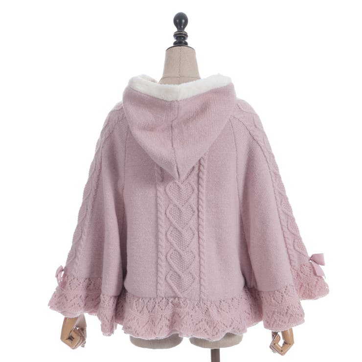 ハート編柄裏ボアニットケープ[品番：IGAW0006944]｜axes femme