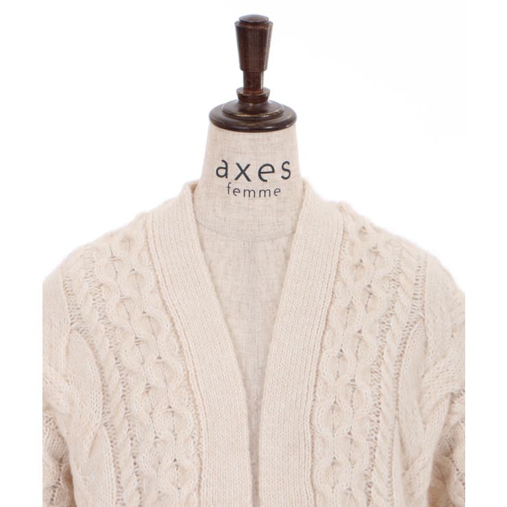 リボンポケットニットカーデ[品番：IGAW0001288]｜axes femme
