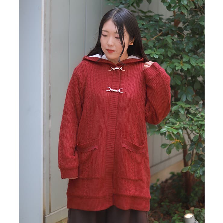 ワイン | 裏ボアニットコーディガン | axes femme