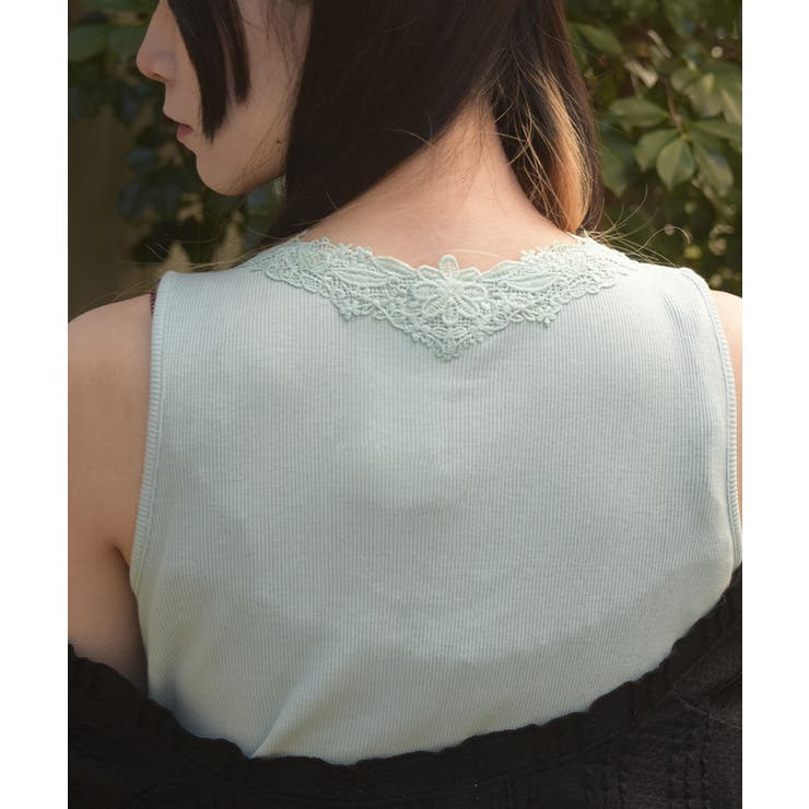 吸水速乾モチーフレースタンク | axes femme | 詳細画像2 