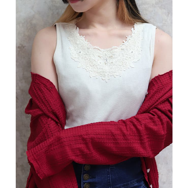 生成り | 吸水速乾モチーフレースタンク | axes femme