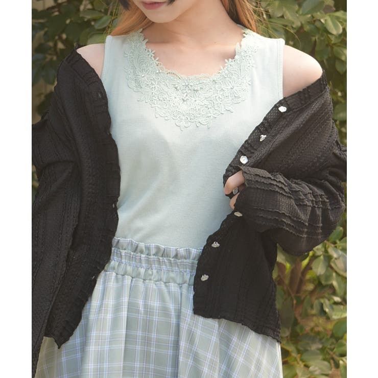 ミント | 吸水速乾モチーフレースタンク | axes femme