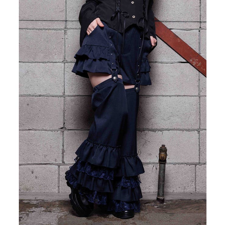 紺 | フリルレッグカバー付パンツ | axes femme