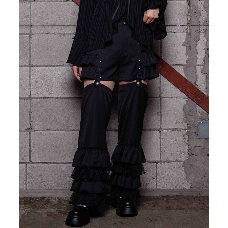 黒 | フリルレッグカバー付パンツ | axes femme