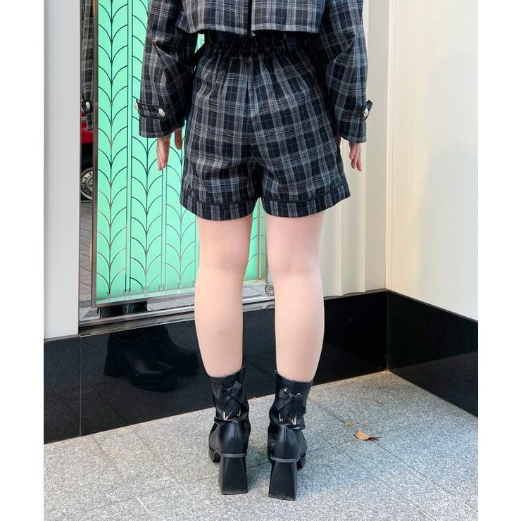 黒 ベルト付きショートパンツ ベルト付ウエストゴムショートパンツ パンツ ボトムス ショート