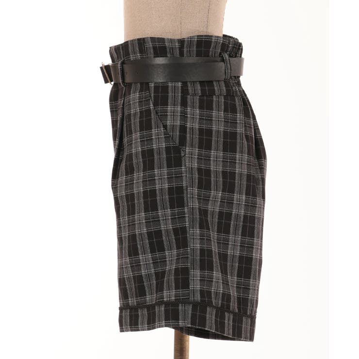 285◇ジャガードショートパンツ 茶 ブラウン axes femme アクシーズ ベルト付ショートパンツ[品番：IGAW0004380]｜axes femme